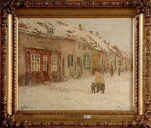 Vieille Rue Animee A Schaerbeek En Hiver by Adrien Josef Heymans