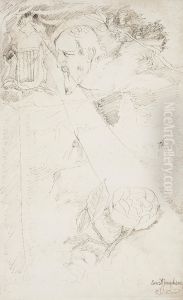 Allegorical Scene With Man, Rose And Lyre by Ernst Josephson