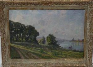 Vue De La Ville Depuis Les Berges by Leon Joubert