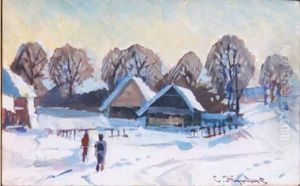 Village Sous La Neige by Stanislav Iulianov. Joukovski