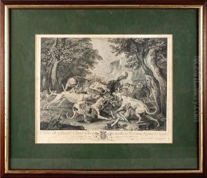 Hunting Scene With Dogs by Francois Joullain