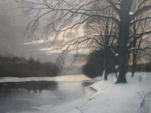 "paysage Sous La Neige" Eau-forte E by Henri Jourdain