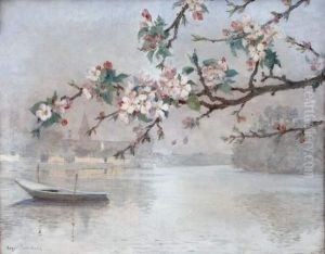 Paysage Au Cerisier En Fleurs