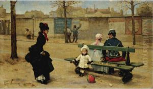 Playing Ball In The Park by Roger-Joseph Jourdain