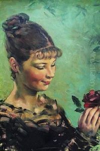 Jeune Fille A La Rose by Roger-Joseph Jourdain