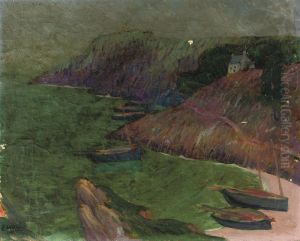 Boats In A Bay Near Brigneau by Emile Jourdan