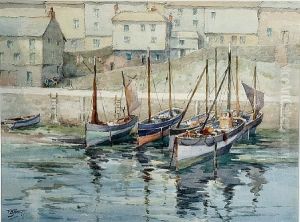 Harbour Scene With Boats At Low Tide