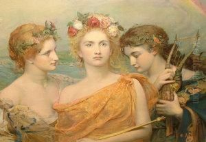 The Three Graces; Chromolithograph, Signed Within The Plate, 43x57.5cm by George William Joy
