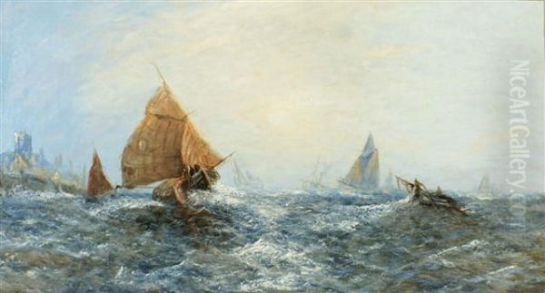 Shipping In Rough Seas Off The Coast In Full Sunshine - view 1