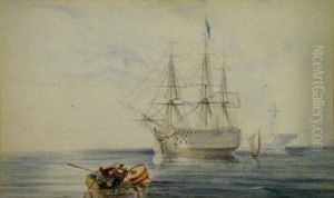 A British Battleship At Anchor