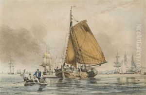 Vessels Off The Coastline by John Cantiloe Joy