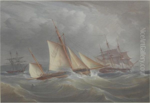 A Racing Schooner In A Stiff Breeze - view 1