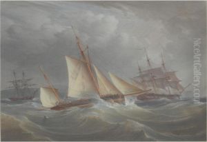 A Racing Schooner In A Stiff Breeze by Joy William & John