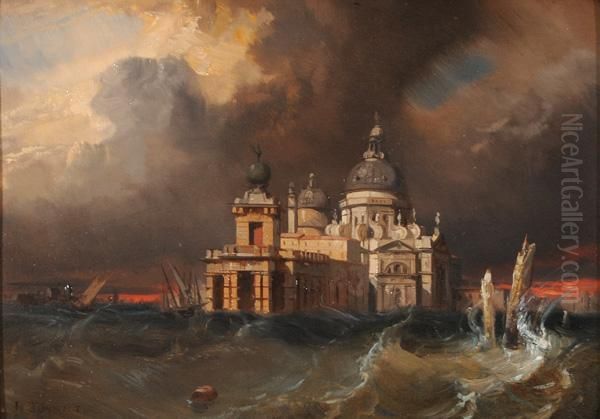 Burrasca A Venezia Con La Chiesa Dellasalute Sullo Sfondo - view 1
