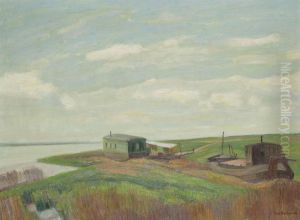 River Landscape With Boat by De Swerts Joz