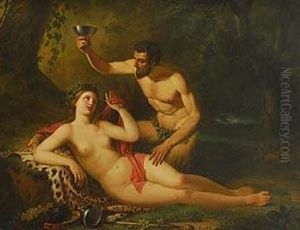 Satiro Con Bacante En Un Bosque by Francesc Jubany Carreras