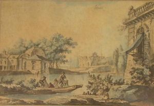 Fishermen In A Neoclassical Landscape by C.L. Jubier