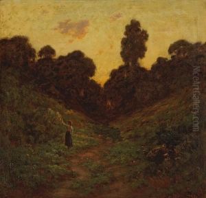 A Young Woman On A Path At Dawn by Charles Chapel Judson