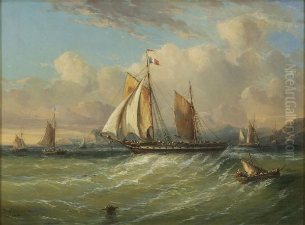 French Naval Frigate Off The Normandy Coast. - view 1