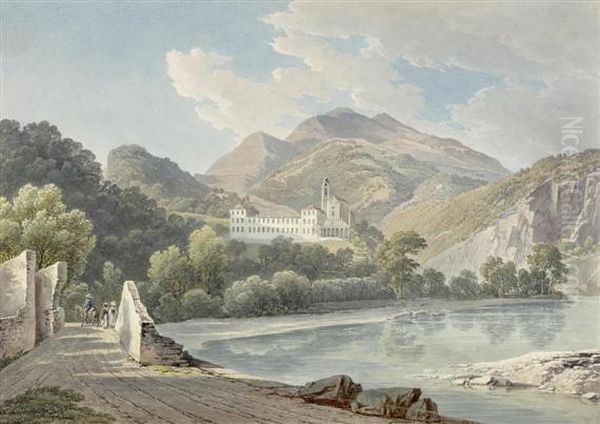 Northernitalian Landscape With Lake And Monastery - view 1