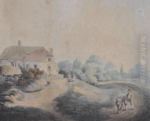 Cottage Scene Near Colchester by Francis Jukes