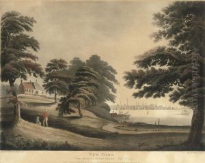 A View Of New York From Hobuck Ferry House, New Jersey by Francis Jukes