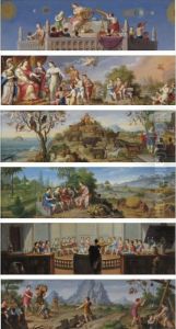 Six Paintings Representing An Allegory Of The Arts And Sciences In Spain by Verdu Julian