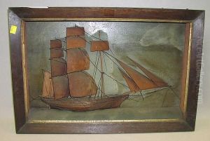 Varnished Hull With Carved Wooden Sails, In Need Of Some Restoration. by Verdu Julian