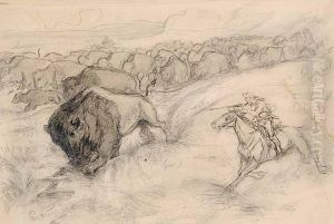 The Buffalo Hunt by Octave-Henri Julien