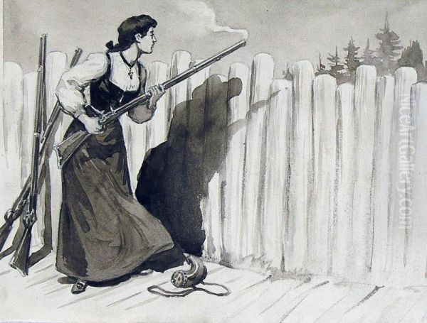 Woman Defending The Fort - view 1