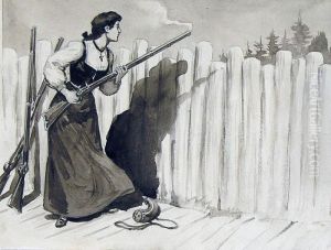 Woman Defending The Fort by Octave-Henri Julien