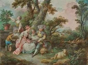 Deux Scenes Galantes Dans Un Paysage Bucolique by Nicolas-Jacques Juliard
