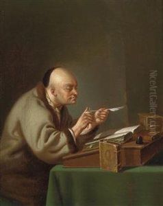 A Scholar Reading And A Scholar At His Desk by Justus Juncker
