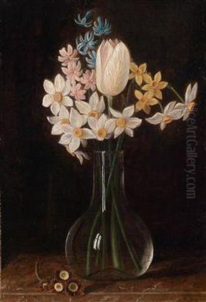 Ein Blumenstillleben In Einer Glasvase - view 1