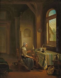 Beim Spitzen Der Feder Amspinnrad by Justus Juncker