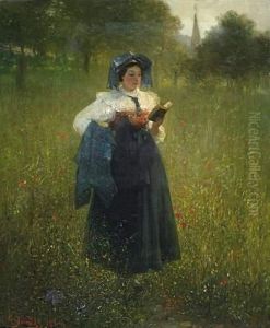 Young Churchgoers In Costume by Gustave Adolf Jundt