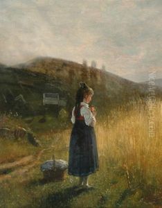 Girl With Flowers by Gustave Adolf Jundt