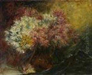 chrysanthemes Dans Un Pichet A Anse by Charles Frederic Jung