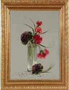 "bouquets D'oeillets Et De Violettes". by Charles Frederic Jung