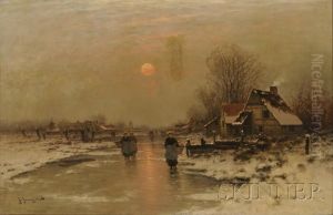Village Landscape In Winter