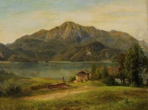 Blick Auf Den Kochelsee Mit Herzogstand Und Heimgarten by Carl Jungheim