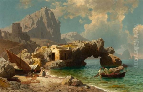 Bay At Capri With Fishermen And Their Boats. - view 1