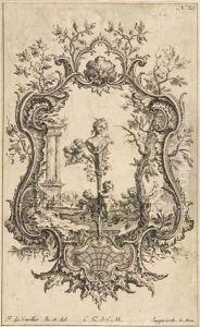 Kartusche Aus Muschelwerk Und Einer Weiblichen Herme. by Franz Xaver Jungwirth