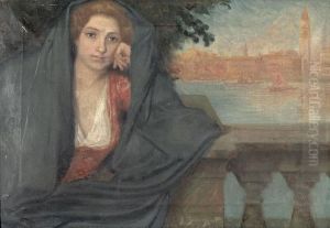 Joven Pensativa Con Una Vista De Venecia Al Fondo