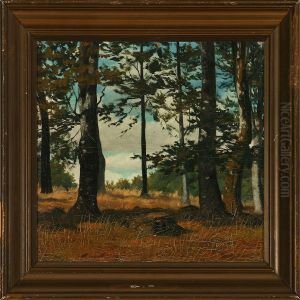 "skovparti". Forest Glade At Summer Time by Georg U.F. Fritz Jurgensen