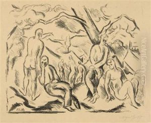 A Landscape With Figures by Alfred Justitz