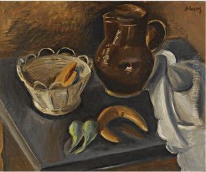 Still Life With White Basket by Alfred Justitz