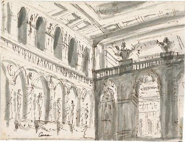 A Study Of The Interior Of A Palace - view 1