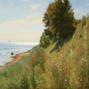 Summer Idyll At A Coast With Colorful Flowers