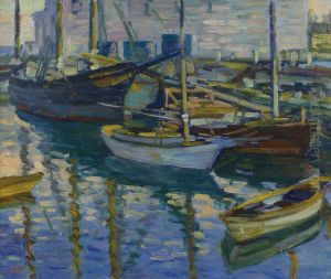 Boats At Dock by Charles Salis Kaelin